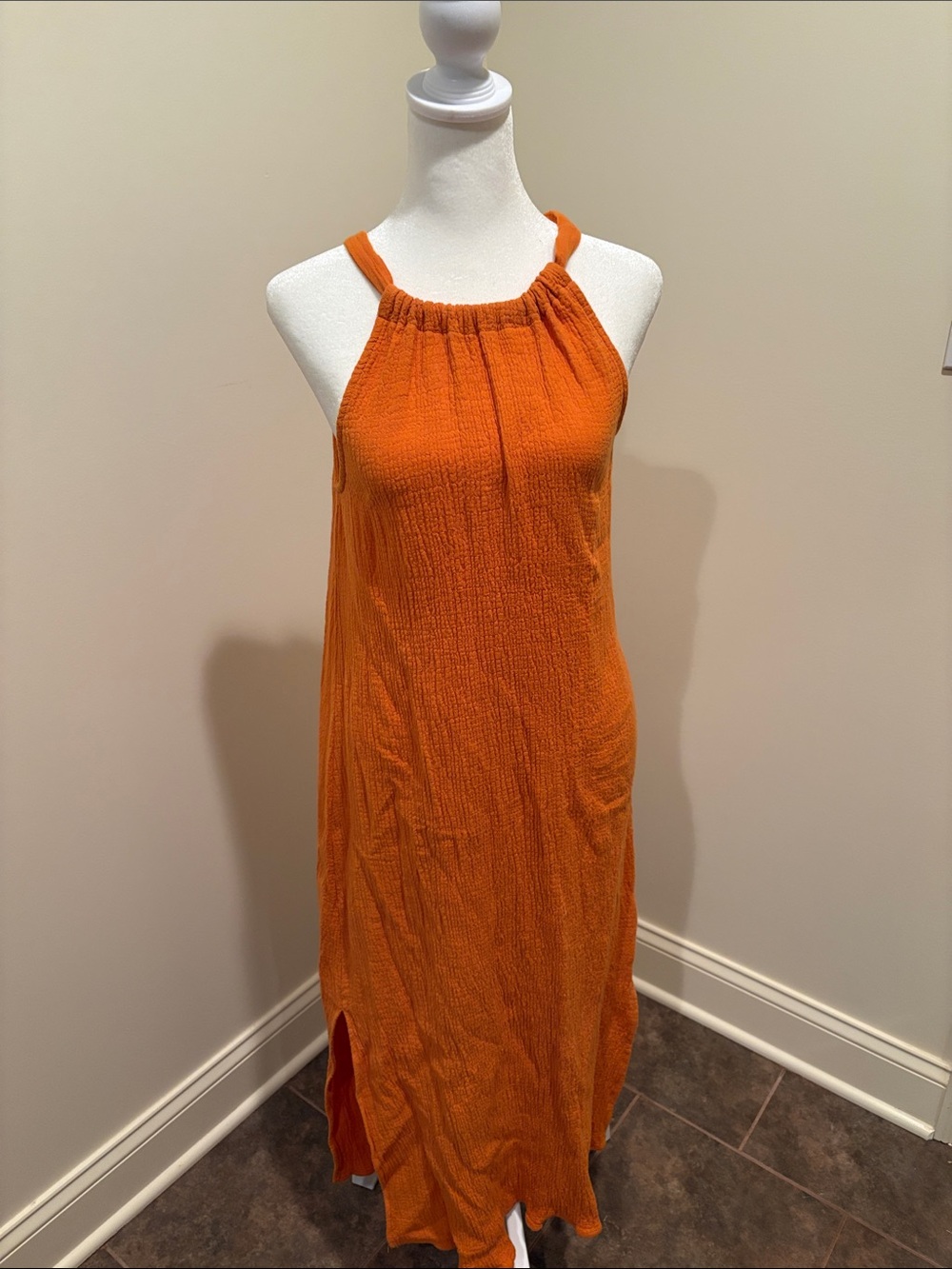 Evereve Orange Halter-Neck Maxi Dress